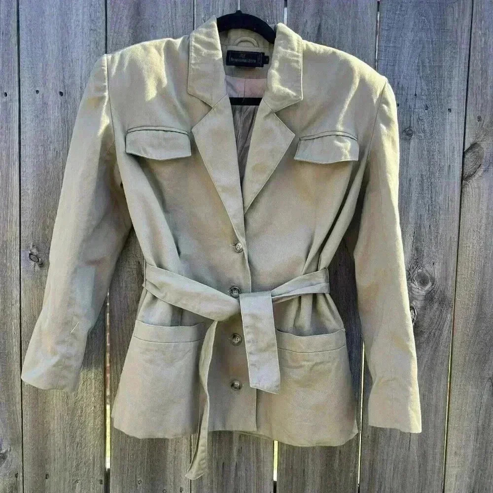 Abercrombie & Fitch Trench Coat Tan Size Small‎ Vintage 90s Preppy Academia